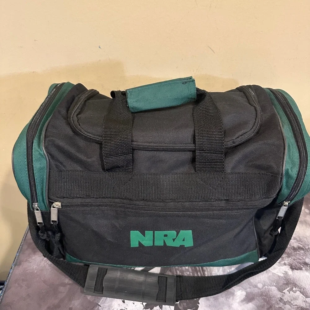 NRA Duffel Bag Black Green Canvas Range Travel Gear Bag with Shoulder Strap